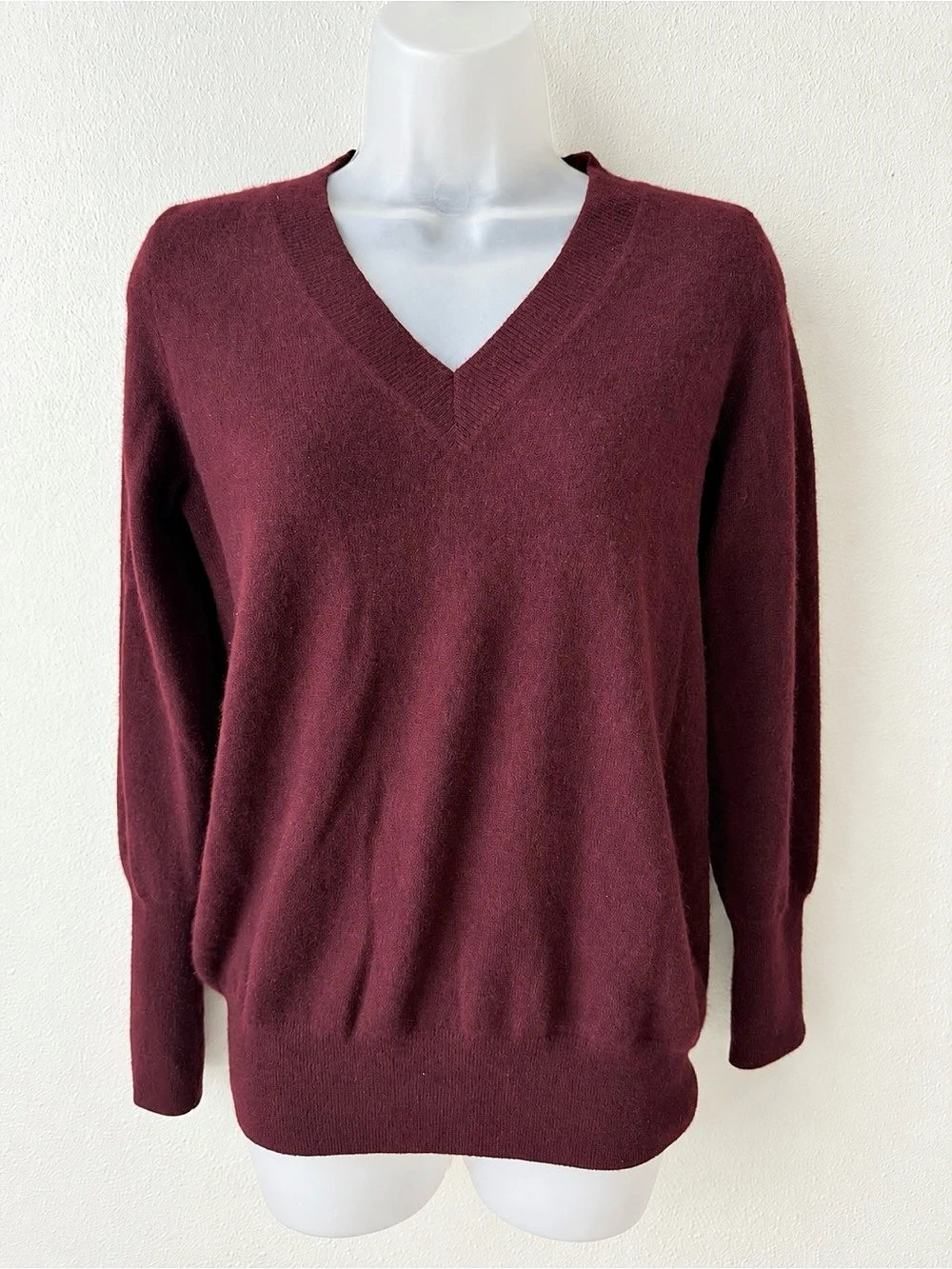 J.Crew Cashmere Sweater Large Burgundy Italian V-Neck